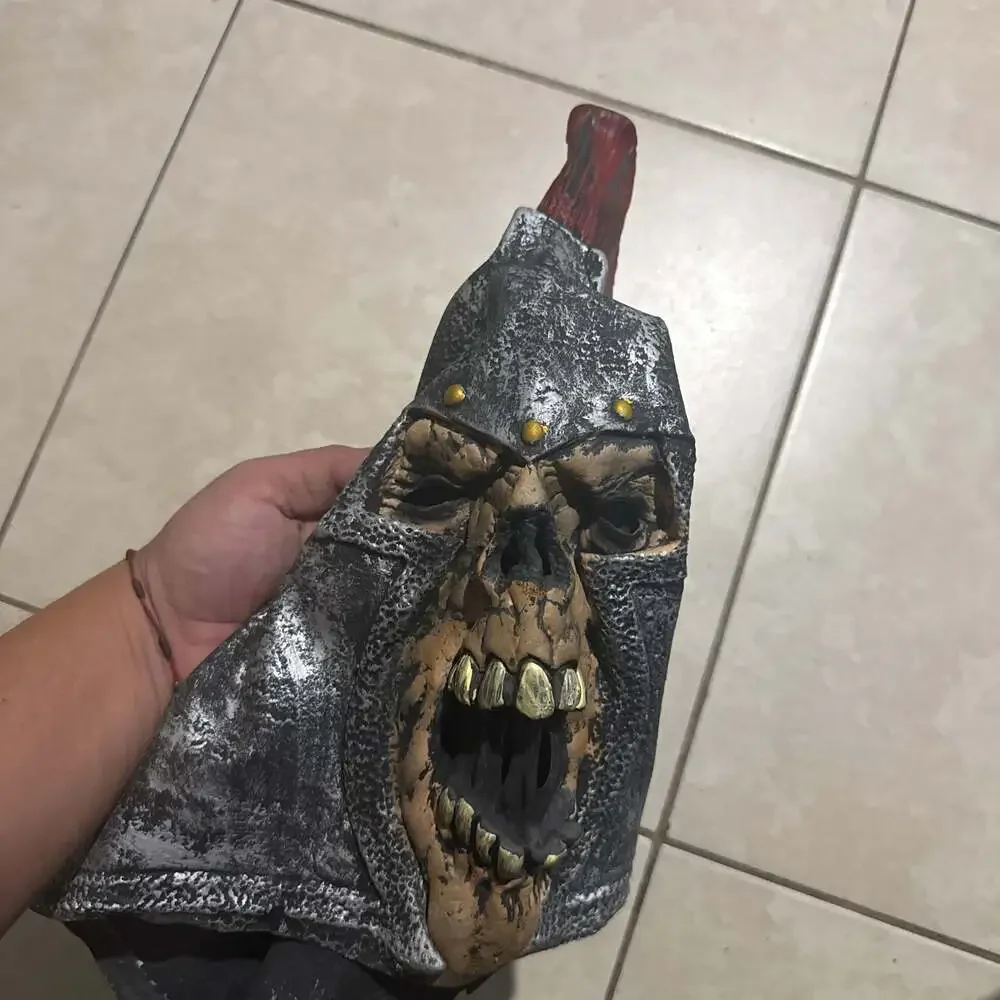 Gladiator Skeleton Halloween Mask with Mohawk - Horror Gothic Costume